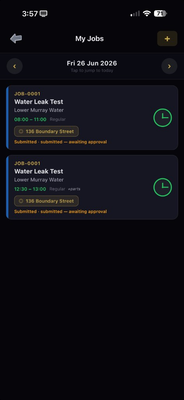 AXITRAQ Operations App My Jobs schedule