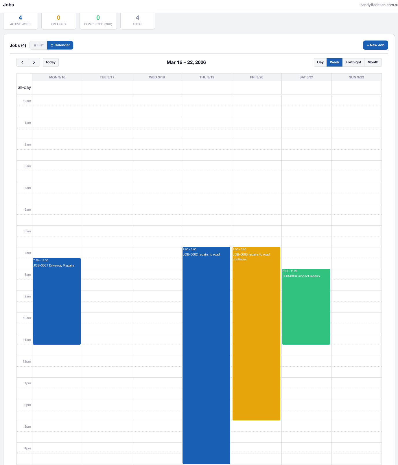 AXITRAQ Calendar Drag and Drop Jobs