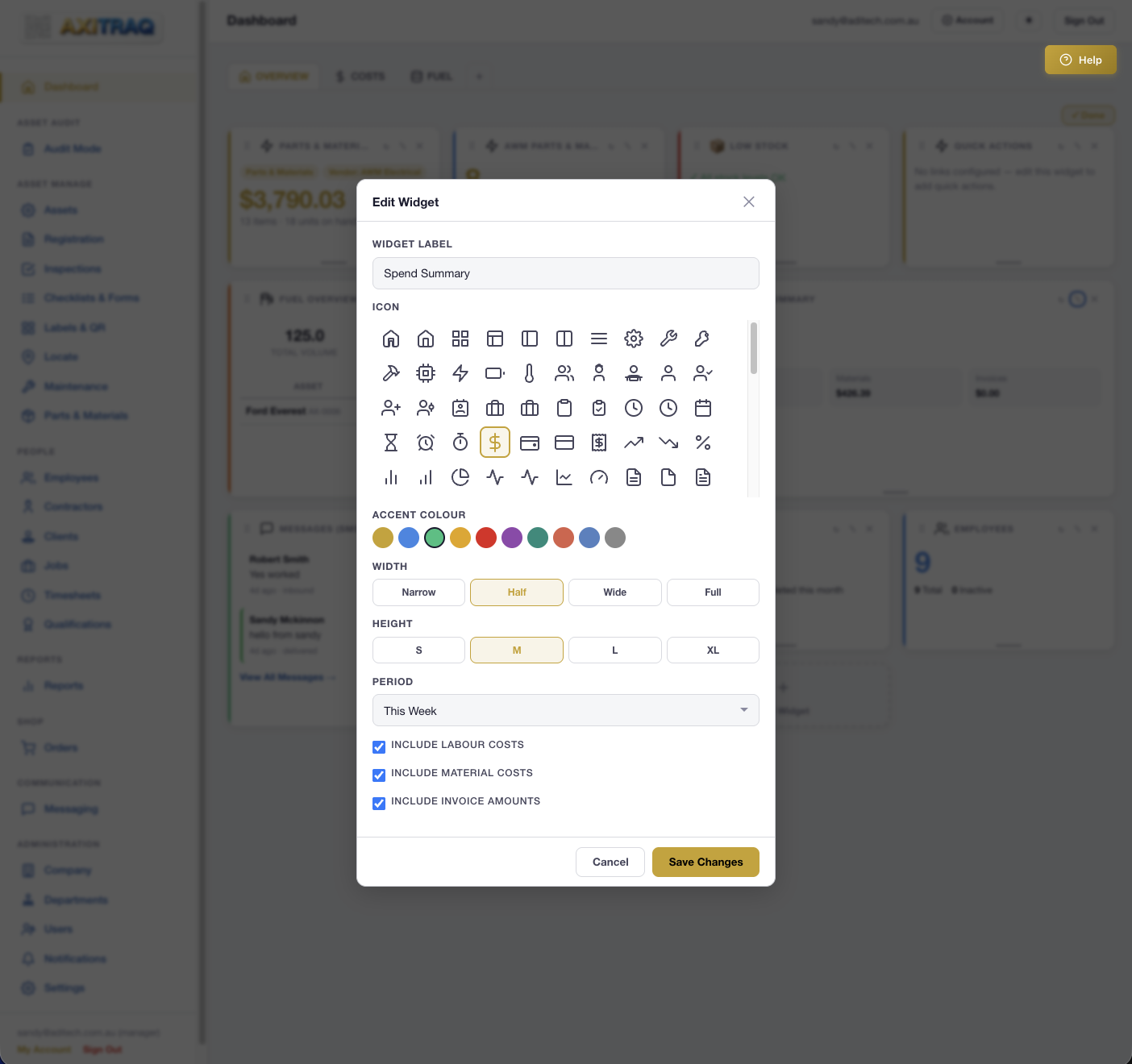 AXITRAQ Widget Editor